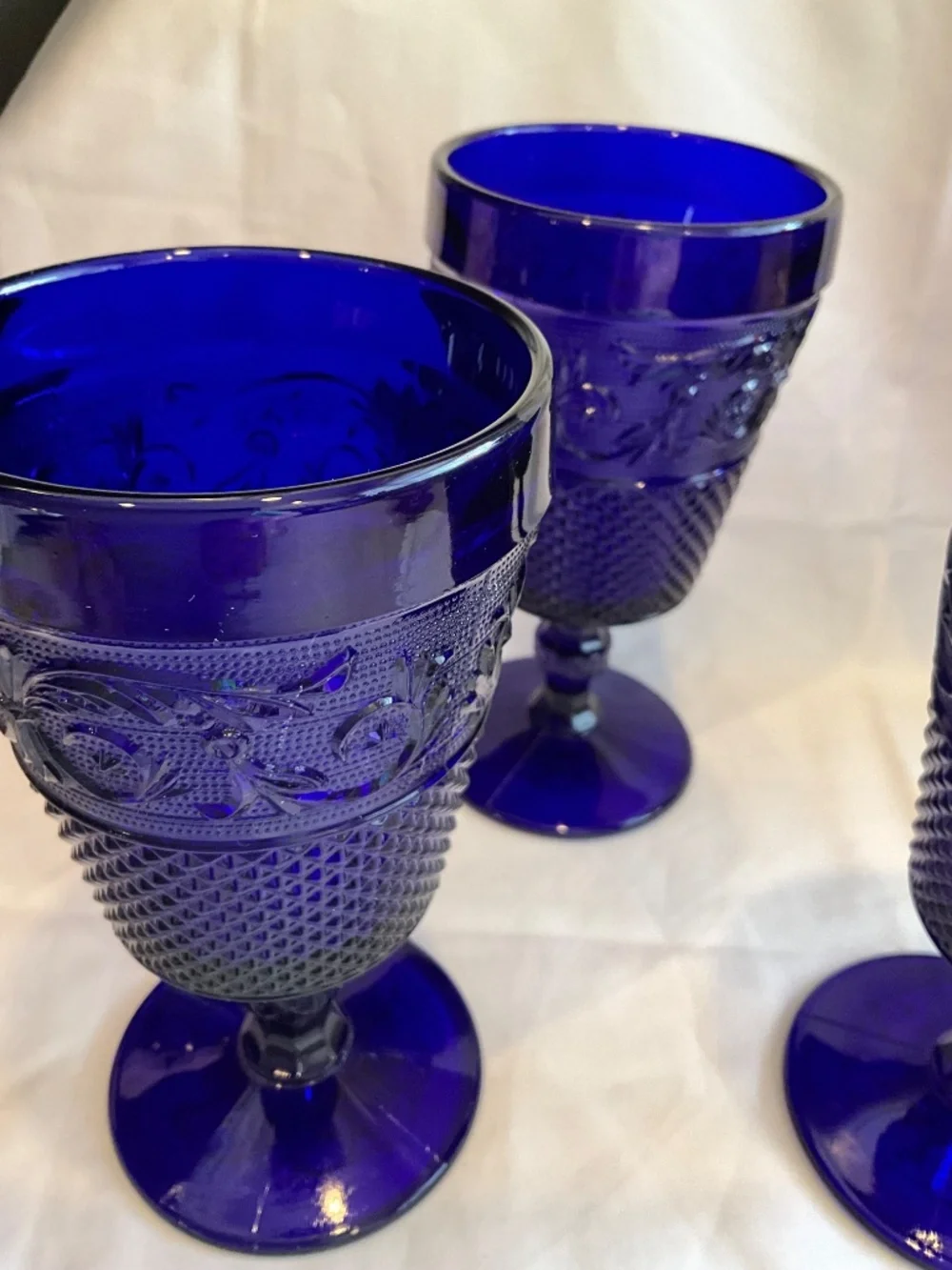 Vintage Imperial‎ Glass Cape Cod Cobalt Blue Water Goblets - Set of 4